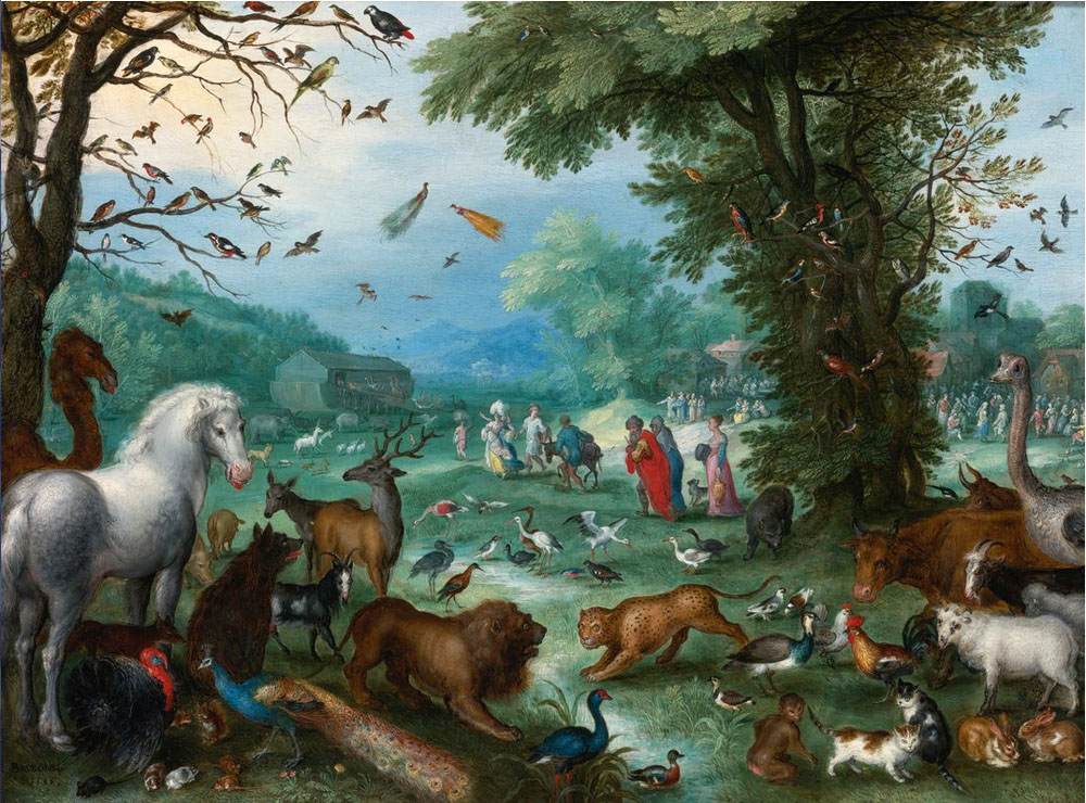 paradise landscape with the animals entering noah s ark
